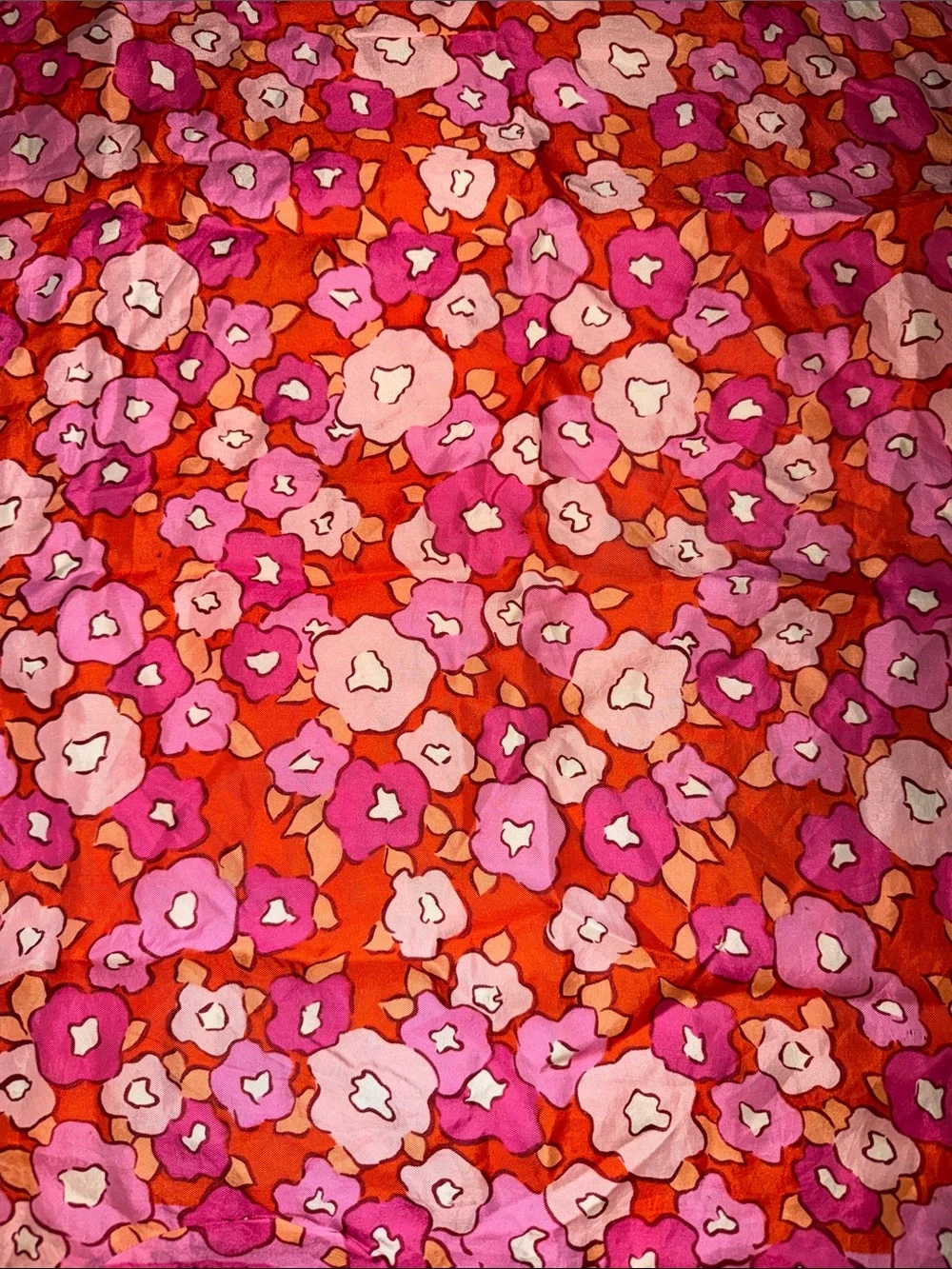 Vintage 1960s Vera Neumann Mod Floral 100% Silk Scarf